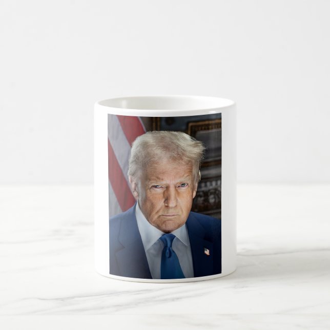 American President Donald Trump Photo 2025 Coffee Mug (Center)