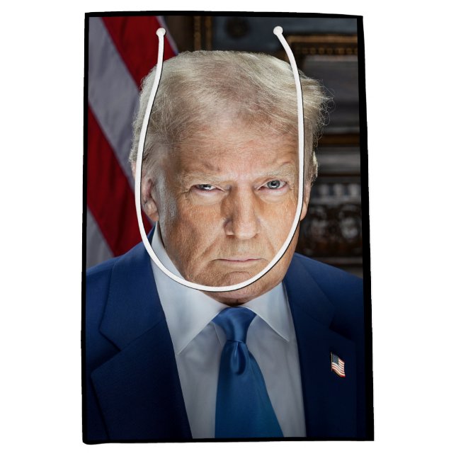 American President Donald Trump Photo 2025 Medium Gift Bag (Front)