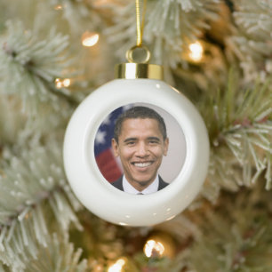 American President Elect Barack Obama  Ceramic Ball Christmas Ornament