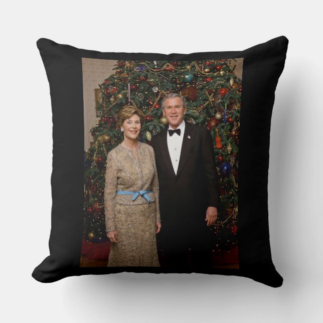 American President George Bush Christmas Card Cushion (Front)