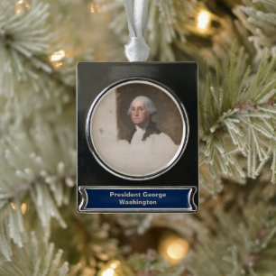 American President George Washington, Stuart Silver Plated Banner Ornament