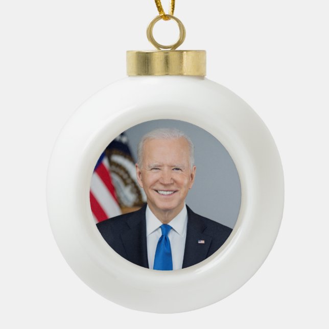 American President Joe Biden White House Photo  Ceramic Ball Christmas Ornament (Front)