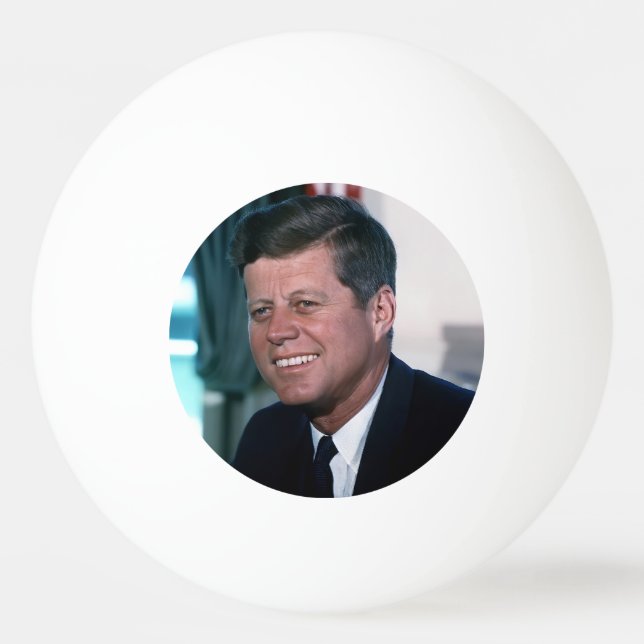 American President John F. Kennedy in Oval Office Ping Pong Ball (Front)