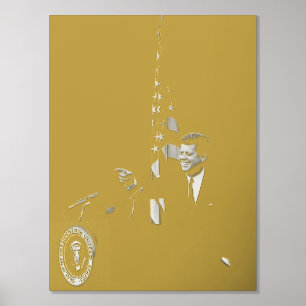 American President John Kennedy at News Conference Foil Prints