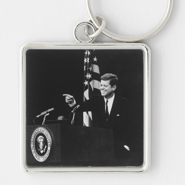 American President John Kennedy at News Conference Key Ring (Front)