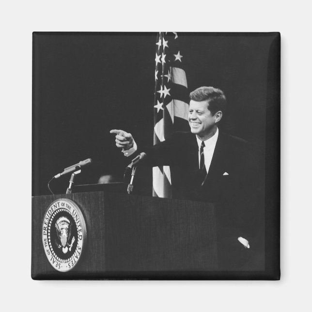 American President John Kennedy at News Conference Magnet (Front)