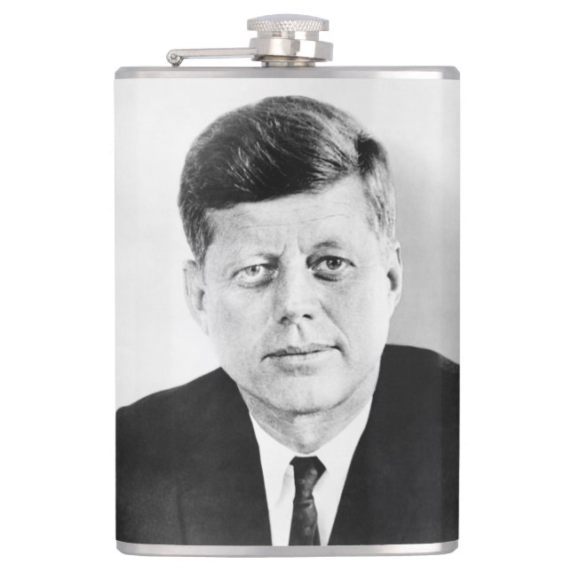 American President John Kennedy Presidential Photo Hip Flask (Front)