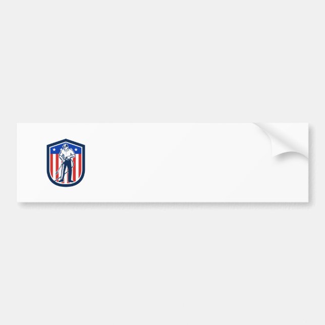 American Pressure Washing USA Flag Shield Retro Bumper Sticker (Front)