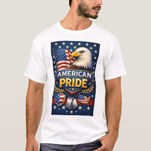 American Pride – Bald Eagle & USA Flag Patriotic  T-Shirt