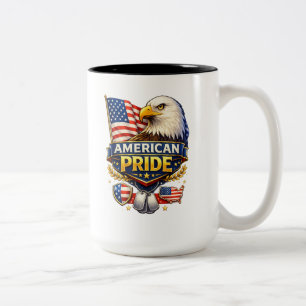 American Pride – Bald Eagle & USA Flag Patriotic Two-Tone Coffee Mug