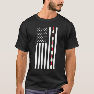 American Pride Bowling Pins Bowler Us Flag Bowling T-Shirt