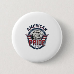 American Pride Eagle Vintage Patriotic Design_1 6 Cm Round Badge