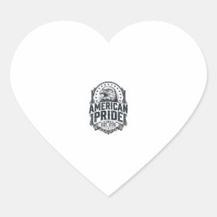 American Pride Eagle Vintage Patriotic Shirt Desig Heart Sticker