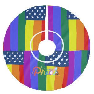 American pride flag lgbtq rainbow Christmas Brushed Polyester Tree Skirt