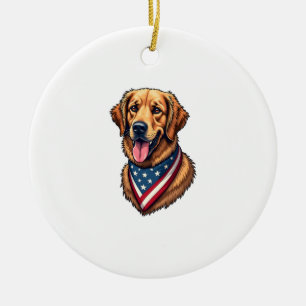 American Pride Golden Retriever Vintage Shirt Ceramic Ornament