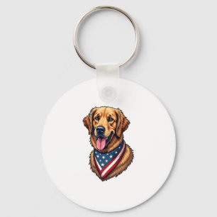 American Pride Golden Retriever Vintage Shirt Key Ring