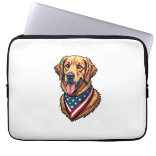 American Pride Golden Retriever Vintage Shirt Laptop Sleeve