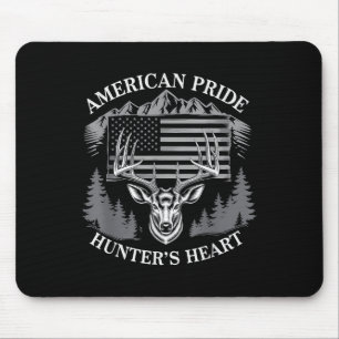 American Pride Hunters Heart Deer Hunting Usa Flag Mouse Pad