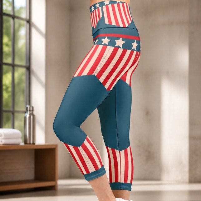 American Pride / July 4th High Waisted (Blue) Capri Leggings (Creator Uploaded)