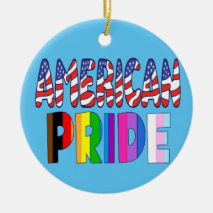 American Pride - LGBTQ+ America Pride Month July 4 Ceramic Ornament