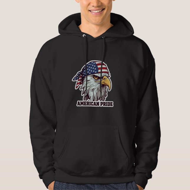 "American Pride Patriotic Eagle Hoodie - US Flag  (Front)