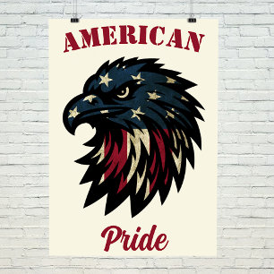 American Pride, Patriotic Red White Blue Eagle Photo Print