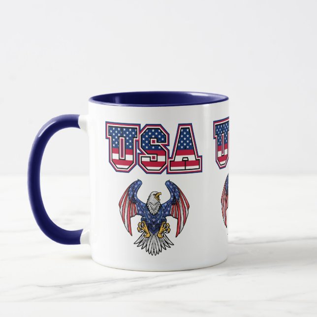 American Pride USA Shield Custom Two-Tone Coffee Mug (Left)