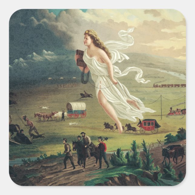 American Progress by John Gast Frontier Art Square Sticker (Front)