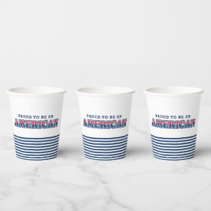 American Proud, Patriotic, Navy Stripes Paper Cups