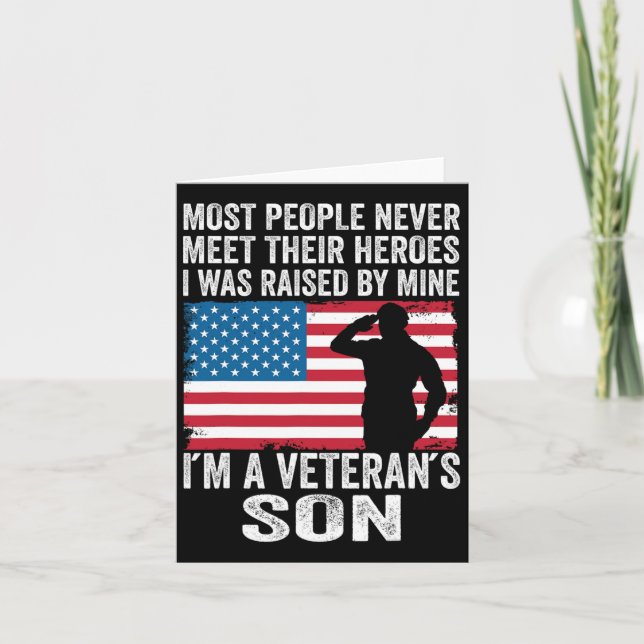 American Proud Veteran Son Veterans Day Memorial D Card (Front)