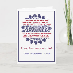 American Psychedelic Patriotic Hearts Tie Dye Card