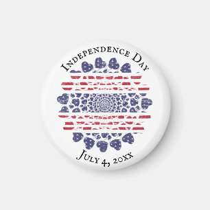 American Psychedelic Patriotic Hearts Tie Dye Magnet