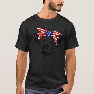 American Pug Dog Owner 4th Of July Usa Ribbon And T-Shirt
