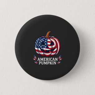 American Pumpkin Halloween Usa Flag Stars Stripes 6 Cm Round Badge