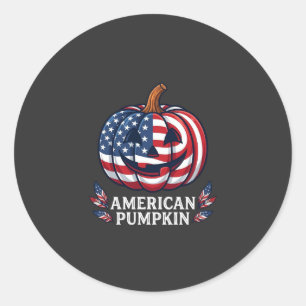 American Pumpkin Halloween Usa Flag Stars Stripes  Classic Round Sticker