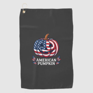 American Pumpkin Halloween Usa Flag Stars Stripes Golf Towel