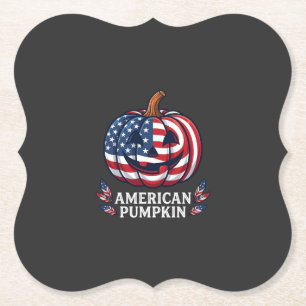 American Pumpkin Halloween Usa Flag Stars Stripes Paper Coaster