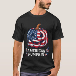 American Pumpkin Halloween Usa Flag Stars Stripes T-Shirt