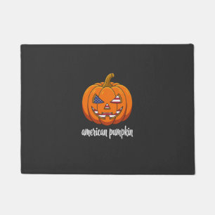 American Pumpkin Patriotic Halloween Jack O Lanter Doormat
