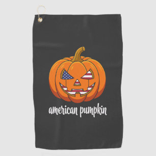 American Pumpkin Patriotic Halloween Jack O Lanter Golf Towel