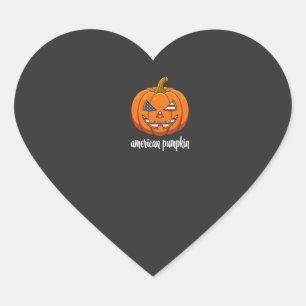 American Pumpkin Patriotic Halloween Jack O Lanter Heart Sticker