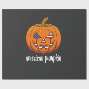 American Pumpkin Patriotic Halloween Jack O Lanter Wrapping Paper