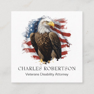 *~* American QR Flag Bald Eagle AP16 Square Business Card