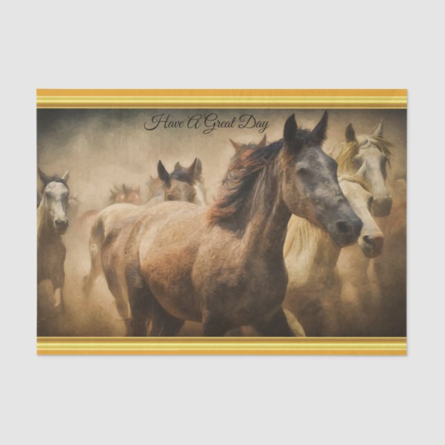American Quarter Horse with a gold foil design Tissue Paper (Front)