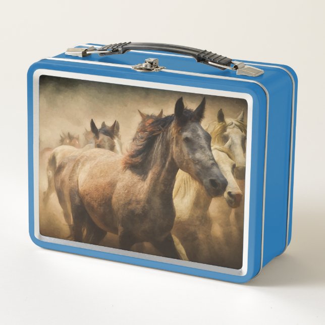 American Quarter Horses running Metal Lunch Box (Front)
