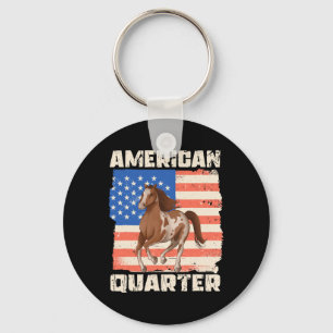 American Quarter Usa Flag Horse Horseback Riding F Key Ring