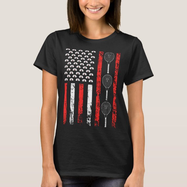 American Racket Sports Flag National Nurses Day Te T-Shirt (Front)
