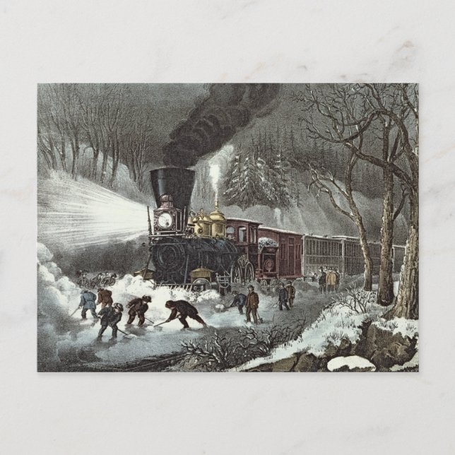 American Railroad Scene, 1871 Postcard (Front)