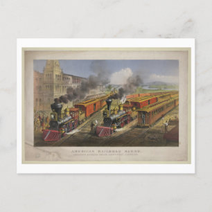 American Railroad Scene, 1874, Currier & Ives Postcard