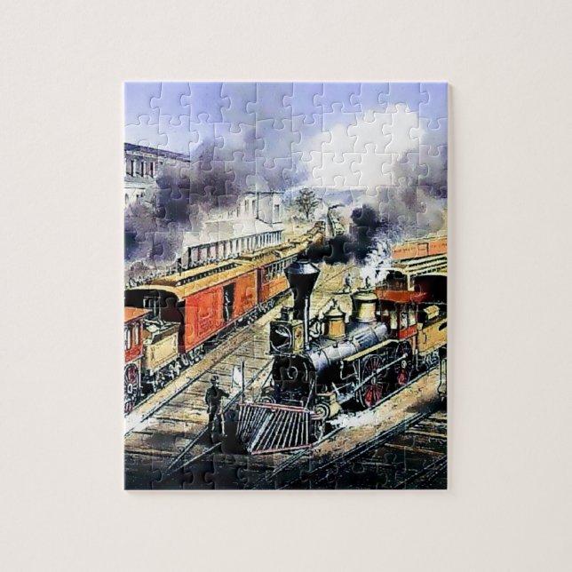 American railroad steam engine trains jigsaw puzzle (Vertical)